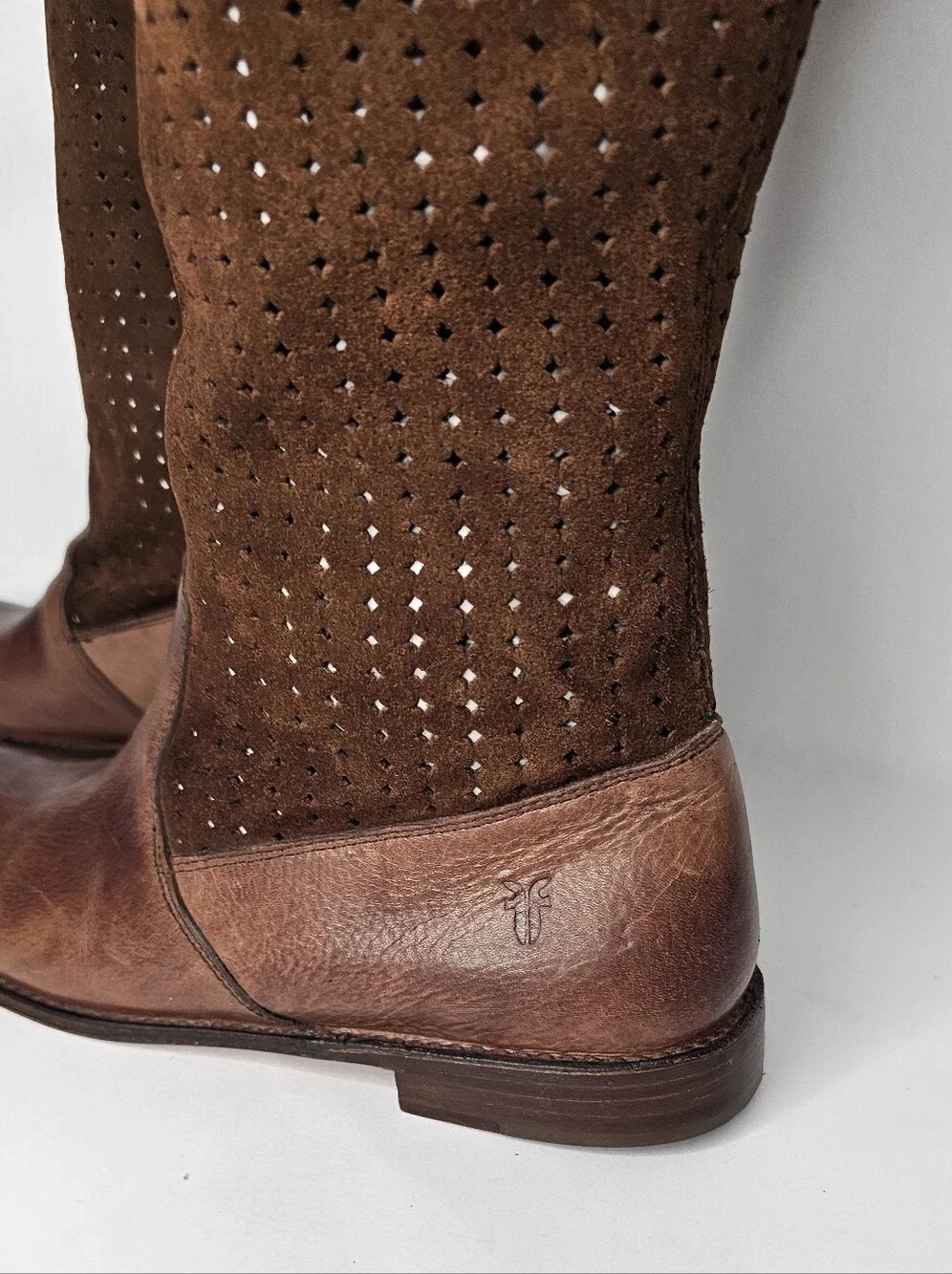 Frye Leather Suede Sloutch Perforated Brown Riding Boots 9